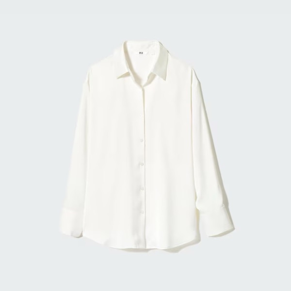 UNIQLO WHITE SATIN BUTTON DOWN BLOUSE